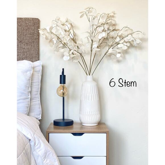 6x Faux Silver Dollar Eucalyptus Spray Stem 30" - Faux Lunaria Money Branch - Picture 4 of 6